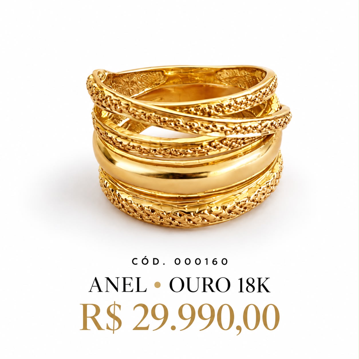 Anel Ouro 18K Entrelacado