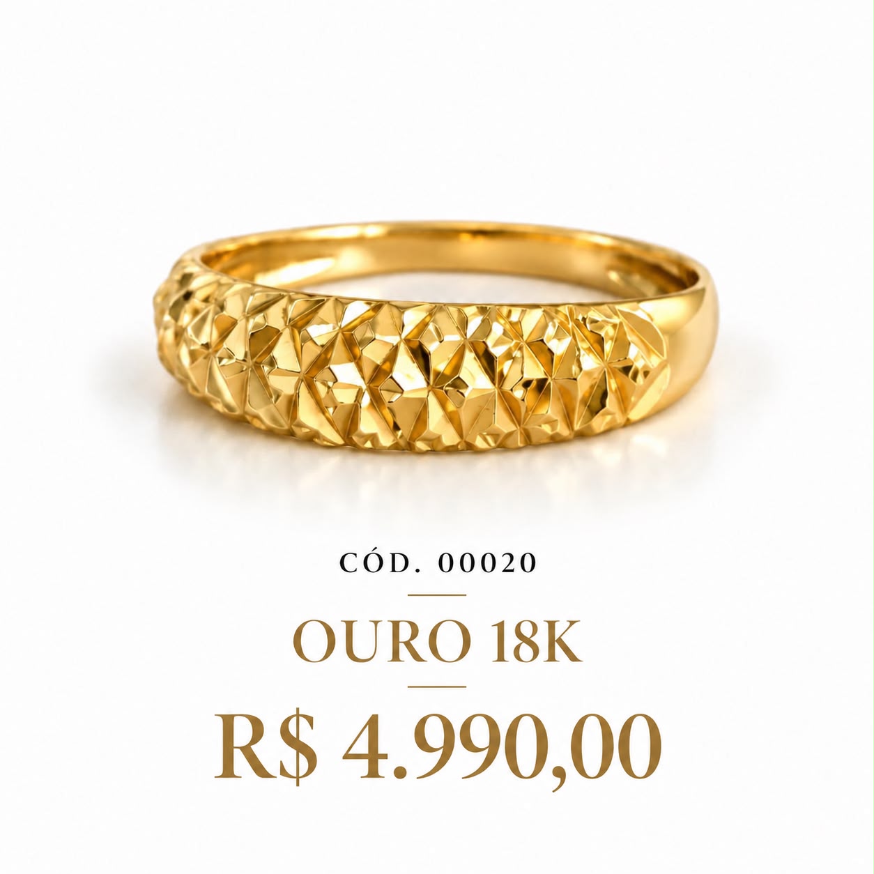 Anel Ouro 18K Diamantado