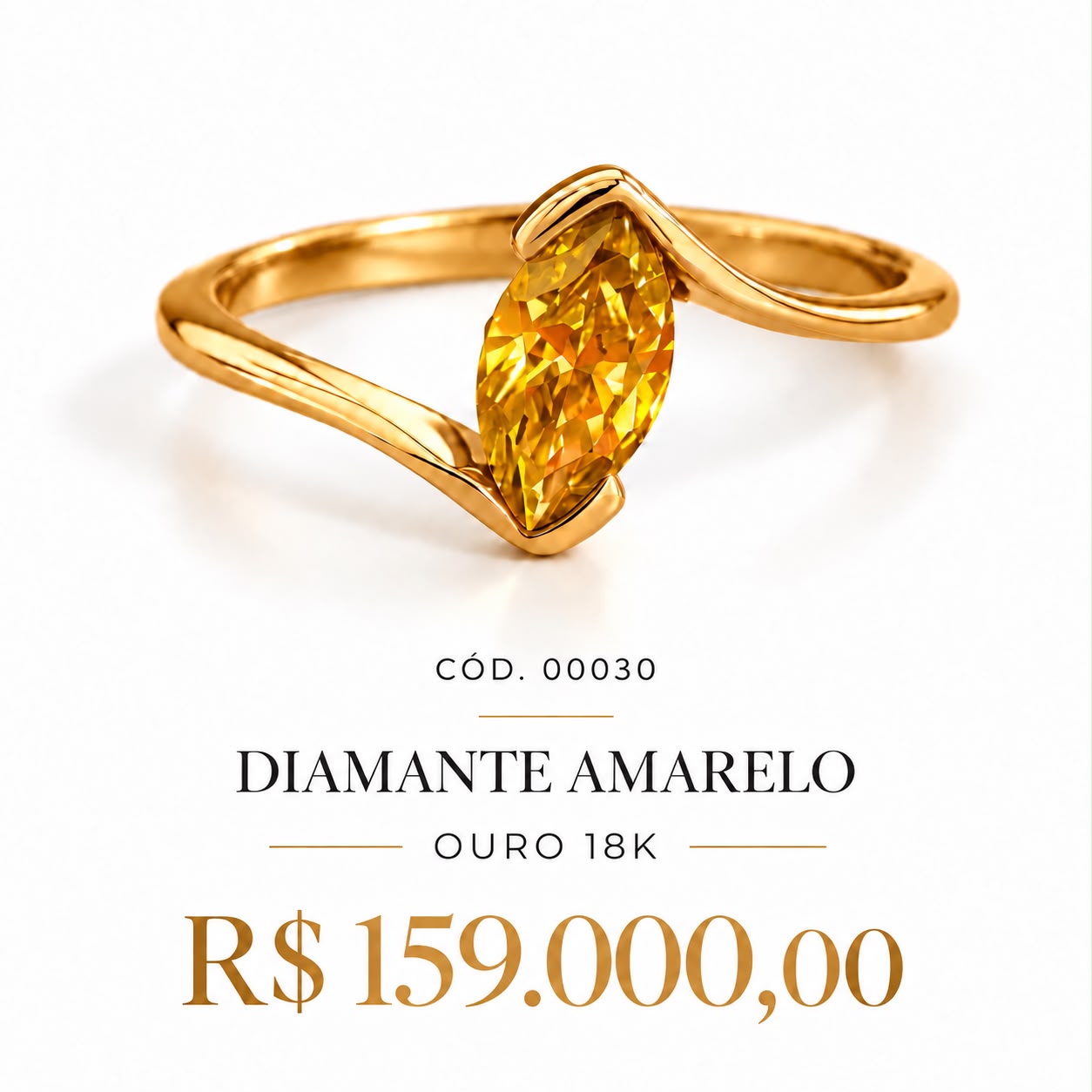 Anel Diamante Amarelo Ouro 18K