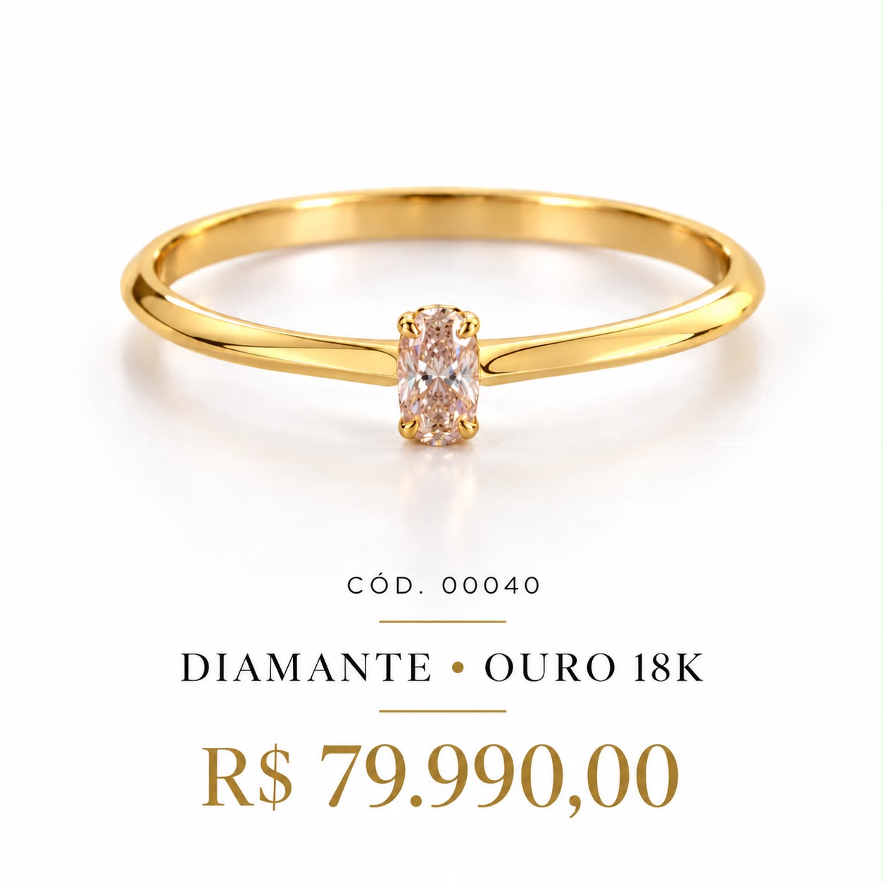Anel Solitario Diamante Ouro 18K