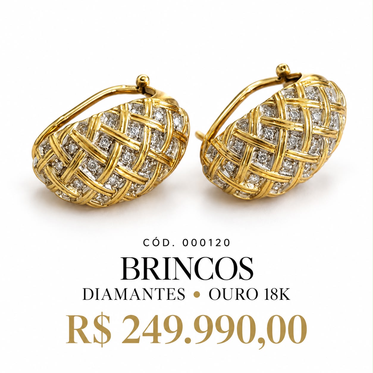 Brincos Diamantes Ouro 18K